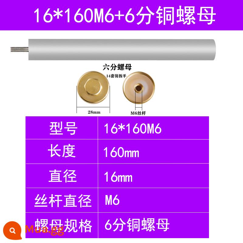 Điện Đa Năng Máy Nước Nóng Thanh Magie Nước Phụ Kiện 40/60/80L Nước Thải Ổ Cắm Thanh Magie Hy Sinh Anode Thanh Magie - Số 8: đai ốc đồng 16*160+6 điểm