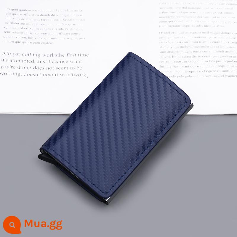 Hộp đựng thẻ bằng kim loại bằng sợi carbon bàn chải chống trộm hộp đựng thẻ bật lên tự động dành cho nam nhỏ gọn xách tay túi đựng chứng minh thư của phụ nữ màu đỏ lưới - 1026 ngăn đựng thẻ bằng sợi carbon màu xanh 9 khe cắm thẻ