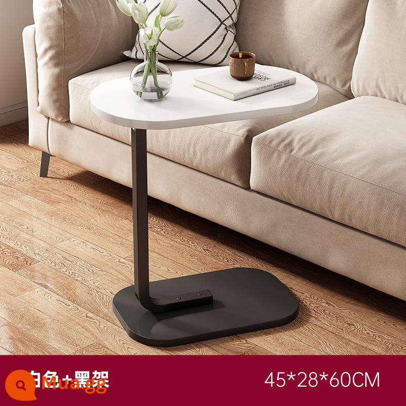 Bàn sofa cạnh giường, bàn cà phê nhỏ nhẹ nhàng và cao cấp, tủ bên, kệ đầu giường di động, bàn nhỏ ban công mini - [Mẫu cơ bản] Trắng trơn + khung đen 45*28*60cm