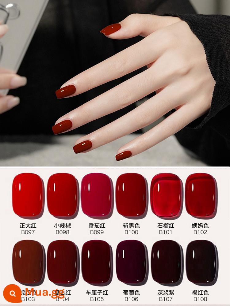 Gel móng tay màu đỏ BOLE Dì Bole 2022 New Manicure Big Cherry Wine Red Plum Gel Nail Gel - Bảng hiển thị miễn phí BOLE đỏ 12 màu [97 đến 108]