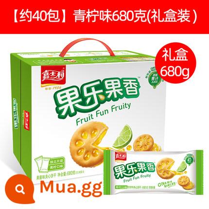 Jiashili Guole Bánh quy mứt trái cây Sandwich 680g Pastry Heart Leisure Đồ ăn nhẹ cho trẻ em Món quà ăn nhẹ - [Hộp quà 680g] Hương chanh [Khoảng 40 gói