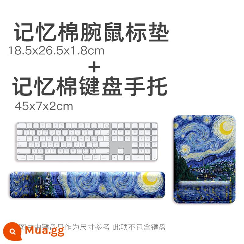 Miếng Lót Chuột Cổ Tay Mút Bàn Phím Tay Còn Lại Tranh Sơn Dầu Van Gogh Nhớ Cotton Miếng Lót Cổ Tay Cổ Tay Bộ Ins - [Xinghai] Miếng lót chuột cổ tay + Bộ hai mảnh kê bàn ​​phím