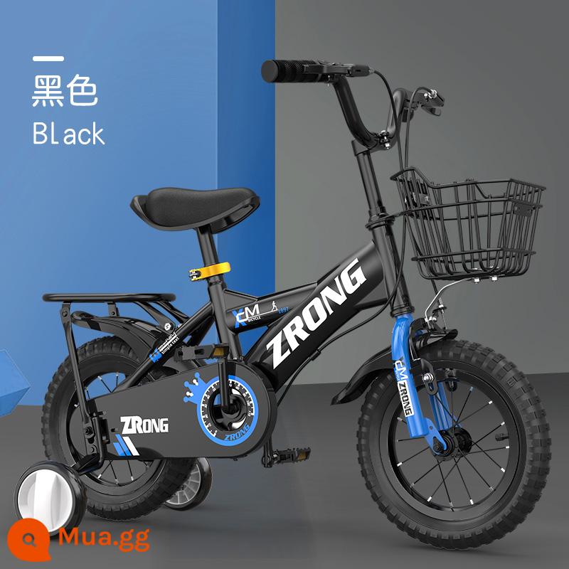 Zirong xe đạp trẻ em 3-6-10 tuổi 5 tuổi 6 tuổi bé trai 7 bé gái 4 bé trai 2 bé xe trẻ em 8 - Đen + Vành thường + Ghế sau + Túi quà