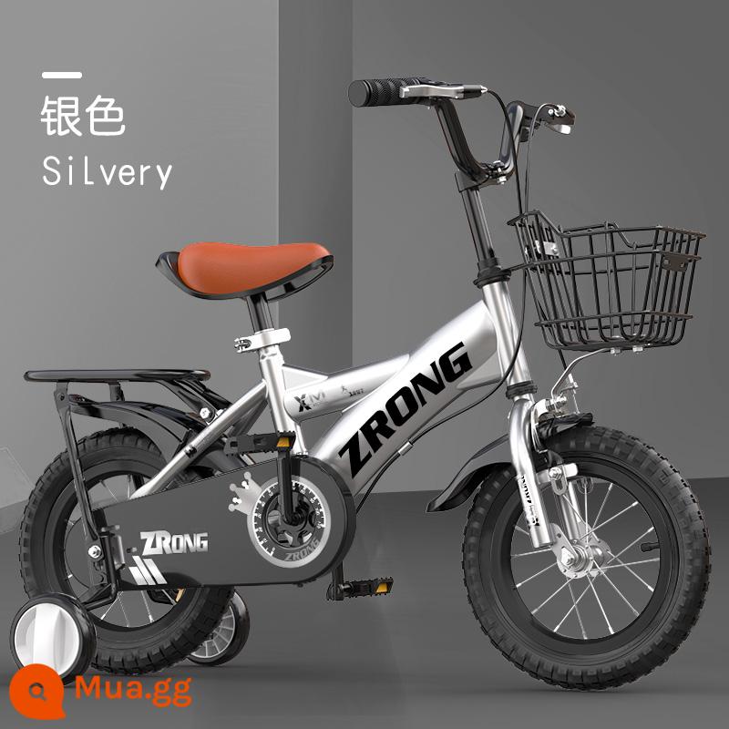 Zirong xe đạp trẻ em 3-6-10 tuổi 5 tuổi 6 tuổi bé trai 7 bé gái 4 bé trai 2 bé xe trẻ em 8 - Bạc + Vành Thường + Ghế Sau + Túi Quà