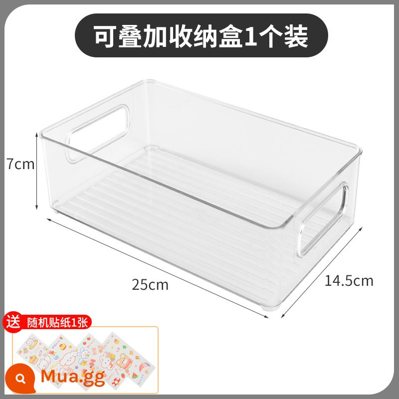 Trong suốt hộp lưu trữ để bàn nhựa acrylic đồ lặt vặt ký túc xá sinh viên mỹ phẩm văn phòng phẩm hoàn thiện hộp bàn hộp - Hộp đựng có thể xếp chồng lên nhau [1 cái] đi kèm nhãn dán dễ thương