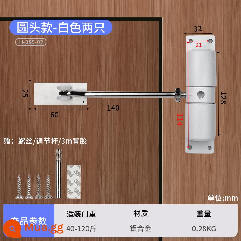 Bản lề đóng cửa đa chức năng, bản lề đóng cửa tự động, thiết bị đệm 4 inch, bản lề lò xo vô hình, định vị góc phải 90 độ - Phiên bản nâng cấp có trọng lượng [40-120 pound] màu trắng 2 gói