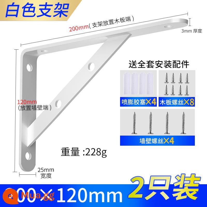 Giá treo tường tam giác chịu lực góc vuông sắt cố định giá ba chân treo tường kệ giá đỡ khung - Trắng 200x120[2 gói]+phụ kiện