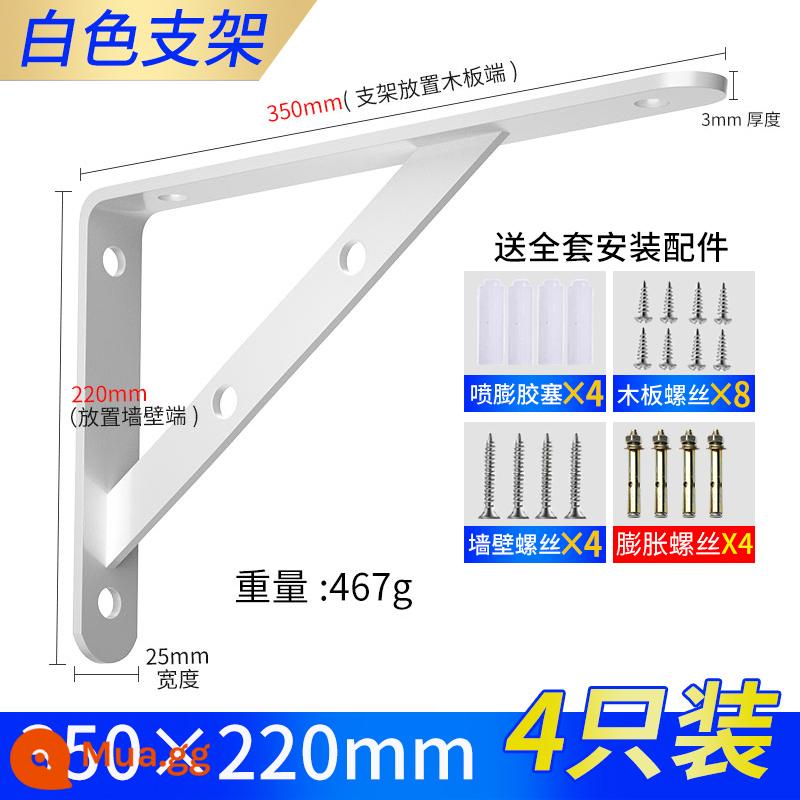 Giá treo tường tam giác chịu lực góc vuông sắt cố định giá ba chân treo tường kệ giá đỡ khung - Trắng 350x220[4 gói]+phụ kiện