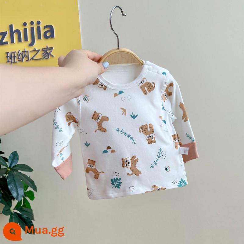 Banner House bé cotton nguyên chất không xương áo khoác mùa thu dài tay nam nữ áo len cotton Bộ đồ ngủ bốn mùa đáy áo sơ mi - Áo đáy không xương Xiaohuzi