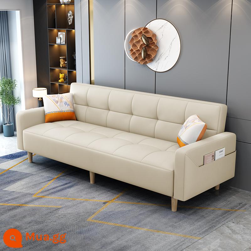 Sofa vải căn hộ nhỏ cho thuê phòng khách đơn giản công nghệ hiện đại vải sofa giường gấp đa năng công dụng kép - Vải kỹ thuật trắng nhạt-15