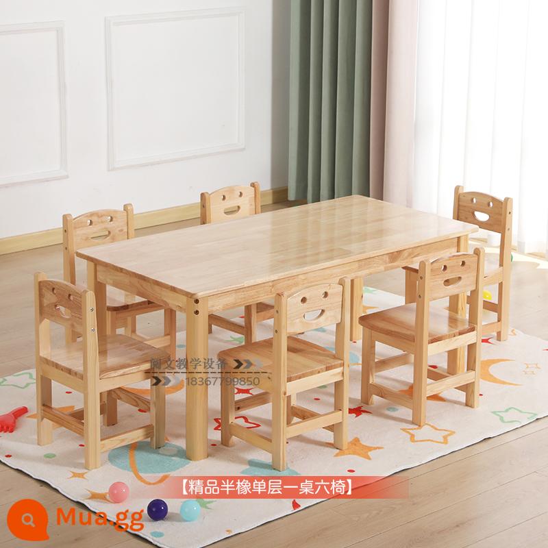 Mẫu Giáo Đặc Biệt Bàn Gỗ Trẻ Em Bàn Ghế Đồ Chơi Cho Bé Giáo Dục Sớm Bàn Học Handmade Bàn Đọc Sách - Bàn một lớp bán cao su cao cấp, 1 bàn 6 ghế 120*60