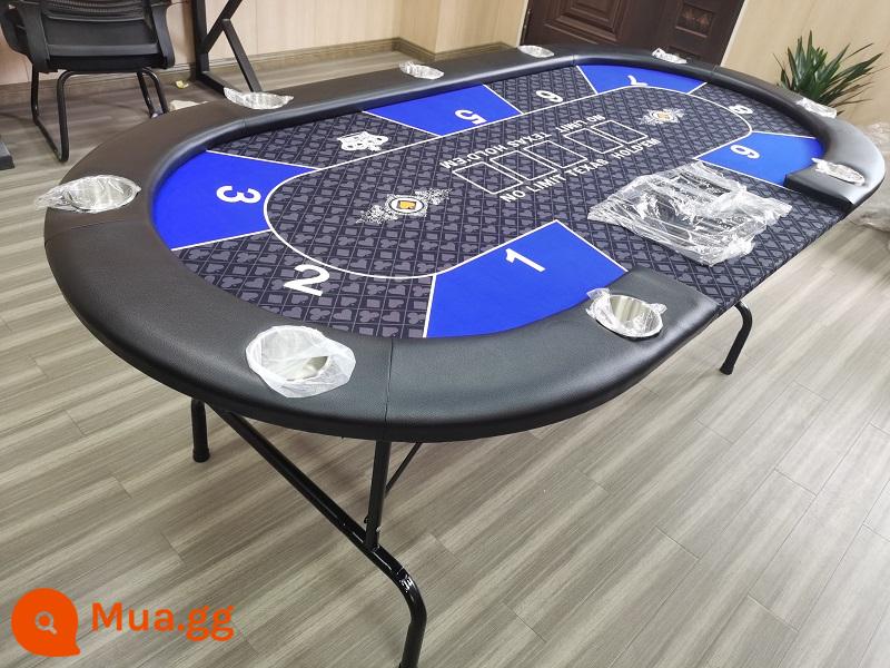 Texas hold'em chip Bàn 10 người chân bàn có thể gập lại có thể tùy chỉnh màu sắc miếng vải lót bàn hạt đậu - 213*106CM phong cách thông thường màu đen và xanh