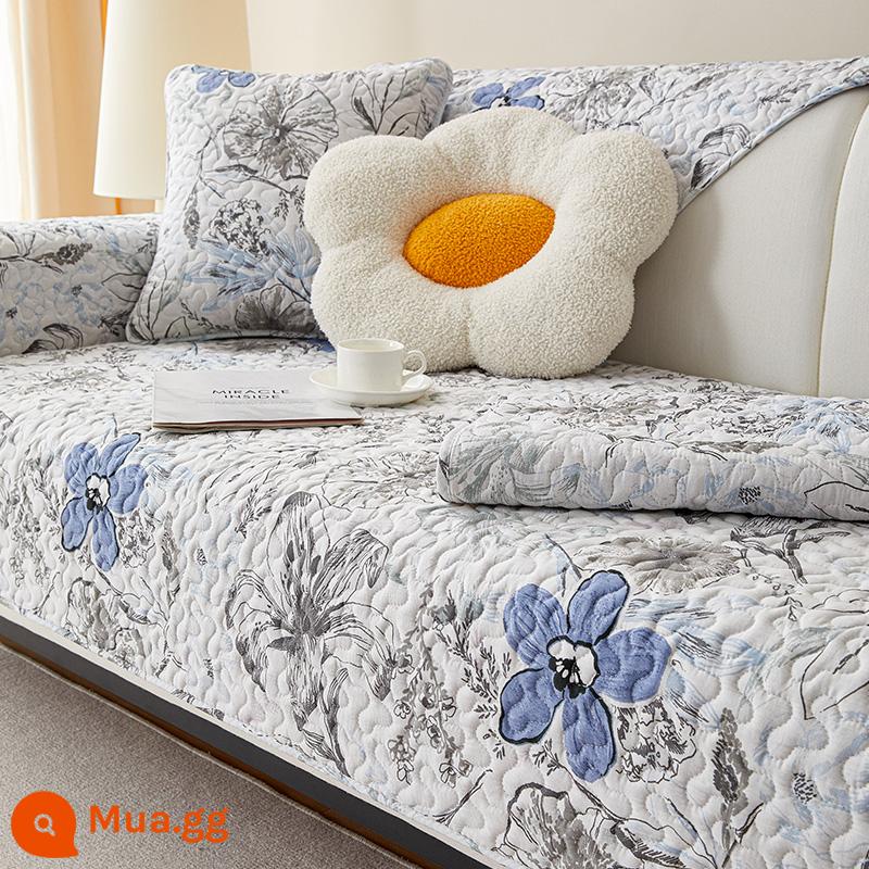 Giá Đặc Biệt Giải Phóng Mặt Bằng Vải Cotton Nguyên Chất Sofa Đệm Chống Trơn Trượt Bắc Âu Đơn Giản Bốn Mùa Đa Năng Đệm Sofa Cotton Khăn - Năm vẽ mực