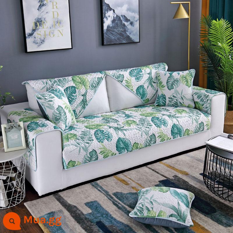 Giá Đặc Biệt Giải Phóng Mặt Bằng Vải Cotton Nguyên Chất Sofa Đệm Chống Trơn Trượt Bắc Âu Đơn Giản Bốn Mùa Đa Năng Đệm Sofa Cotton Khăn - Lá Daibasho