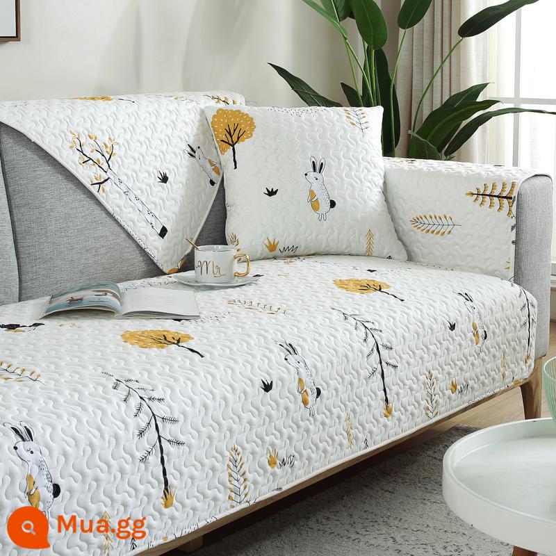 Giá Đặc Biệt Giải Phóng Mặt Bằng Vải Cotton Nguyên Chất Sofa Đệm Chống Trơn Trượt Bắc Âu Đơn Giản Bốn Mùa Đa Năng Đệm Sofa Cotton Khăn - rừng trắng