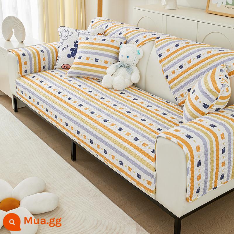 Giá Đặc Biệt Giải Phóng Mặt Bằng Vải Cotton Nguyên Chất Sofa Đệm Chống Trơn Trượt Bắc Âu Đơn Giản Bốn Mùa Đa Năng Đệm Sofa Cotton Khăn - gấu nhỏ