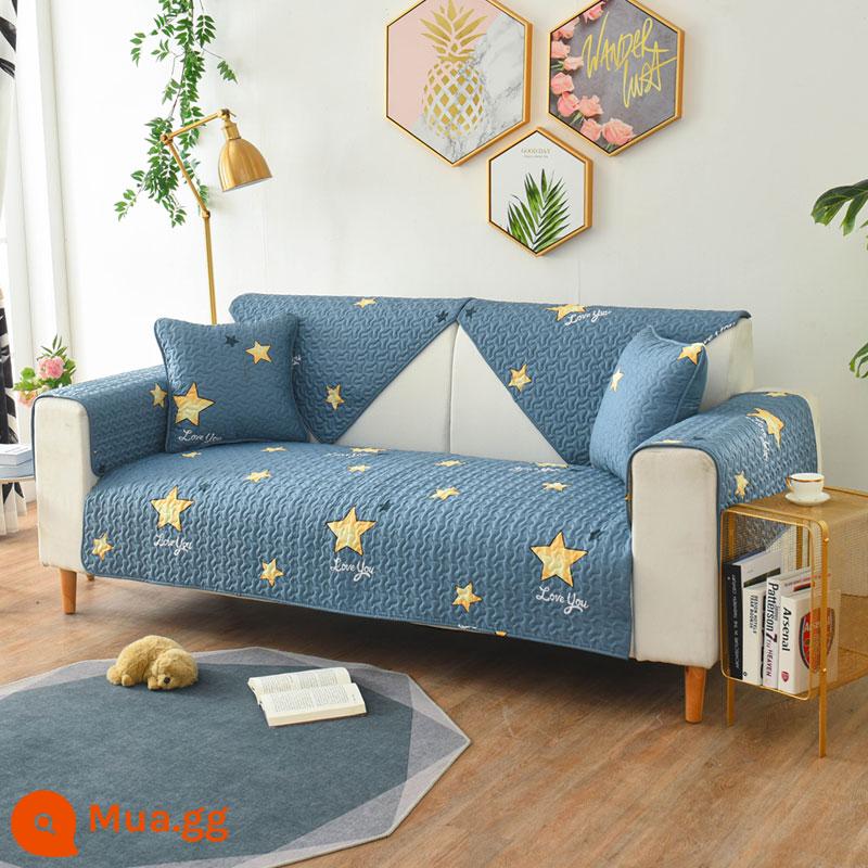 Giá Đặc Biệt Giải Phóng Mặt Bằng Vải Cotton Nguyên Chất Sofa Đệm Chống Trơn Trượt Bắc Âu Đơn Giản Bốn Mùa Đa Năng Đệm Sofa Cotton Khăn - ngôi sao màu