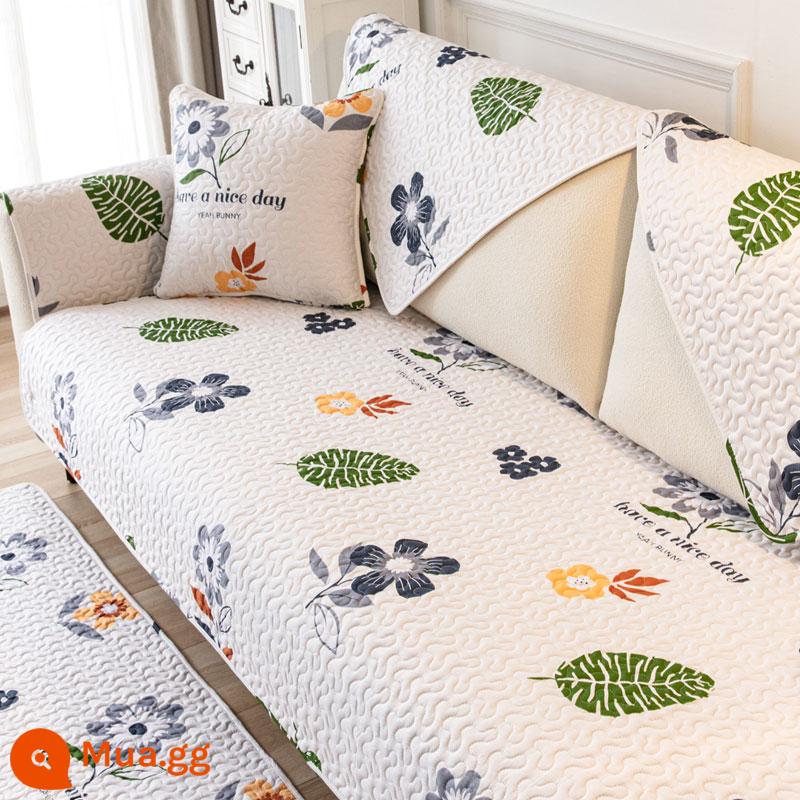 Giá Đặc Biệt Giải Phóng Mặt Bằng Vải Cotton Nguyên Chất Sofa Đệm Chống Trơn Trượt Bắc Âu Đơn Giản Bốn Mùa Đa Năng Đệm Sofa Cotton Khăn - Mặc Vân Hoa