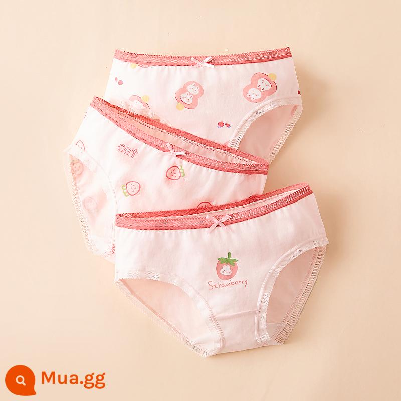 Quần đùi bé gái đậu đỏ quần đùi cotton nguyên chất không kẹp PP bé gái quần đùi tam giác kháng khuẩn cho bé gái trung và lớn - Kem Đào Trắng DK310-1 (Hình Tam Giác)