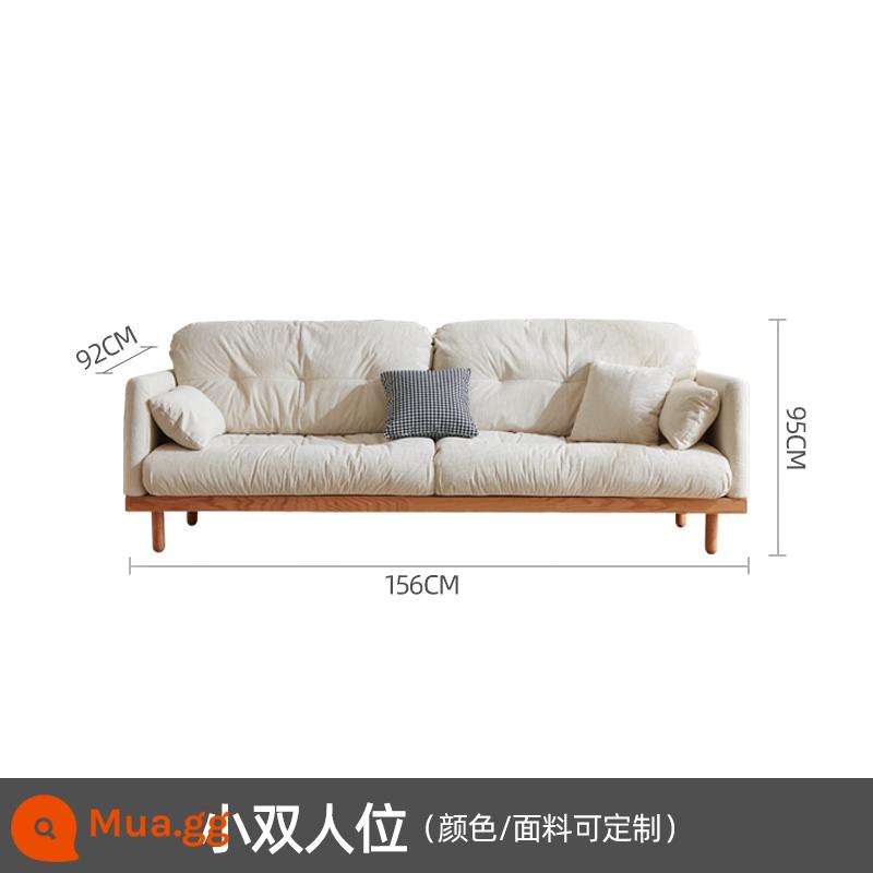 Nội thất gỗ và gió phong cách Nhật Bản gỗ đặc Fengyun sofa phòng khách căn hộ nhỏ ba người màu kem Bắc Âu vải nghệ thuật - Ghế đôi nhỏ (1,56 mét) cấu trúc nguyên khối