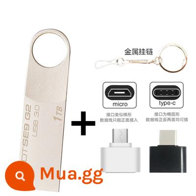 [Chính thức Flagship Chính hãng] Ổ đĩa flash USB3.0 tốc độ cao Điện thoại di động và máy tính 256G Dung lượng lớn 512g64G128G - Bạc 1T [1000G] (thay thế trọn đời)