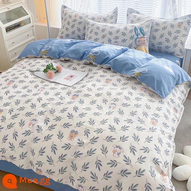 Cotton nguyên chất vỏ chăn đơn mảnh cotton đôi vỏ chăn 180x200X230 ký túc xá sinh viên đơn 150x200cm mùa xuân và mùa thu - Gấu yêu thích