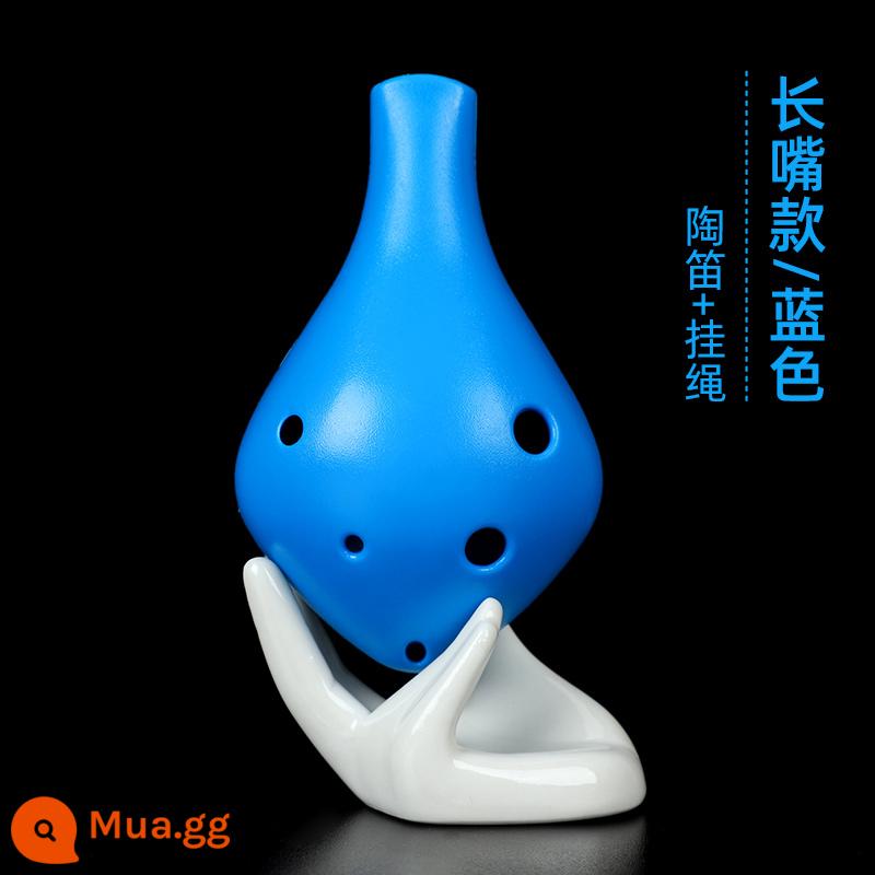 Ocarina 6 lỗ dành cho người mới bắt đầu cấp alto nhựa dẻo C-tune nhựa sáu lỗ AC dành cho trẻ em học sinh tiểu học nhạc cụ dành cho người lớn - Model miệng dài AC 6 lỗ màu xanh (sáo trần)