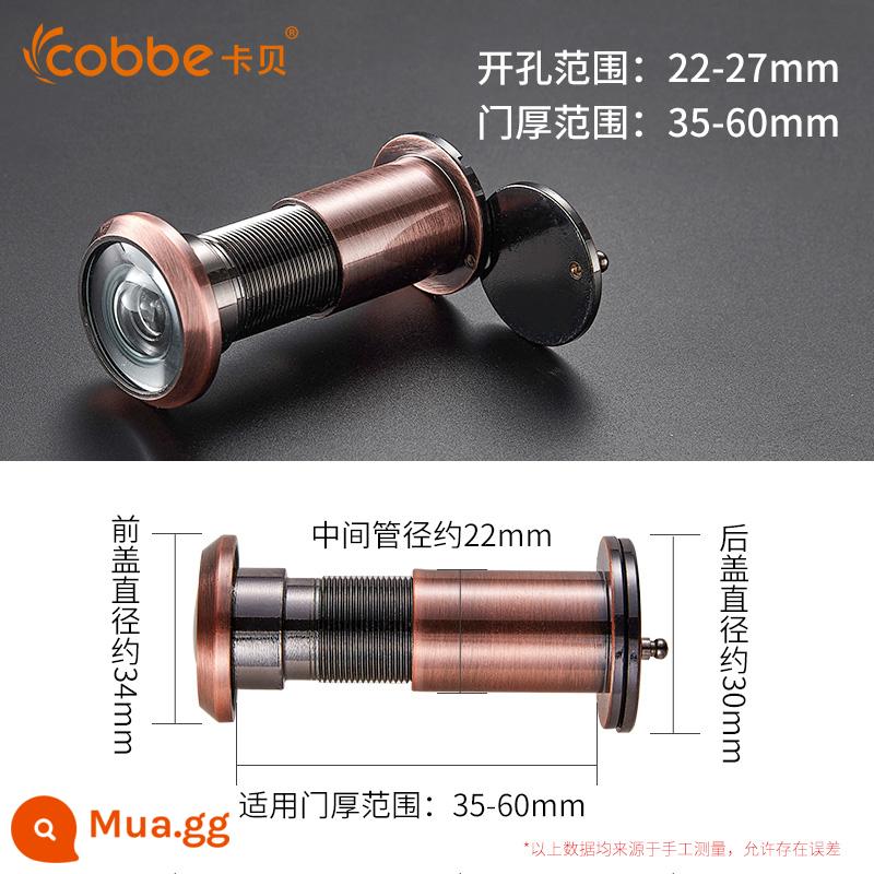 Gương cửa mắt mèo Kabe chống cạy cổng chống trộm kiểu cũ camera gia đình phổ thông độ nét cao chuông cửa thông thường có lỗ cắm - Khẩu độ 22-27mm = độ dày cửa 35-60mm (Honggu)