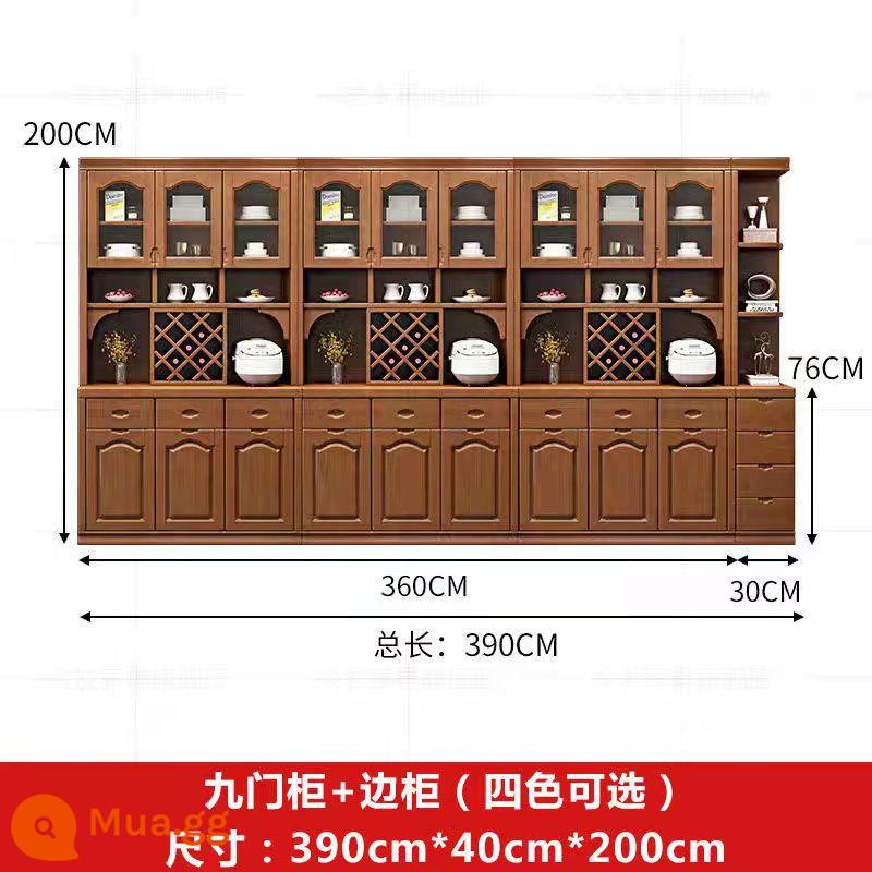 Tủ ăn phòng khách tủ rượu phong cách Trung Quốc mới tủ chè gỗ rắn tủ bếp kết hợp một tủ rượu treo tường lưu trữ tủ lưu trữ - Tủ rượu chín cửa + tủ bên [3,9 mét] ba màu ghi chú đặt hàng