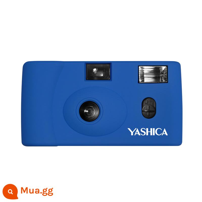 Bộ máy ảnh phim nghệ thuật Spot Yashica Yashica MF-1 với đèn flash tay bằng pin dây đeo phim - màu xanh da trời