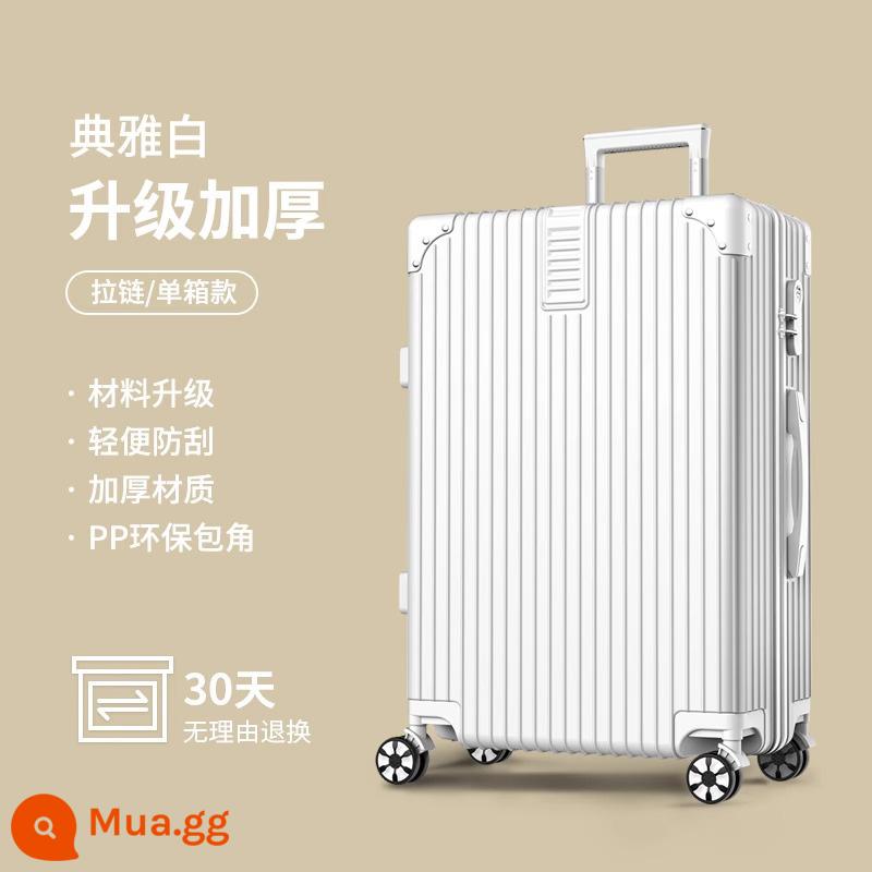 Vali cao cấp nữ 24 inch Xe đẩy vali nhỏ nhẹ vali nam mật khẩu vali lên máy bay 2023 phong cách mới - Màu trắng thanh lịch [mẫu dày và chống trầy xước được nâng cấp]