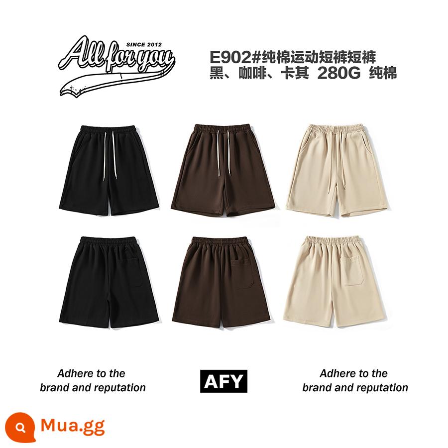 Áo cotton nguyên chất, áo khoác, đồng phục lớp, trò chơi thể thao mùa thu đông trung học cơ sở đặt làm áo thun áo len cardigan dây kéo quần áo đi làm họp thường niên - E902# Quần short thể thao cotton nguyên chất-280G