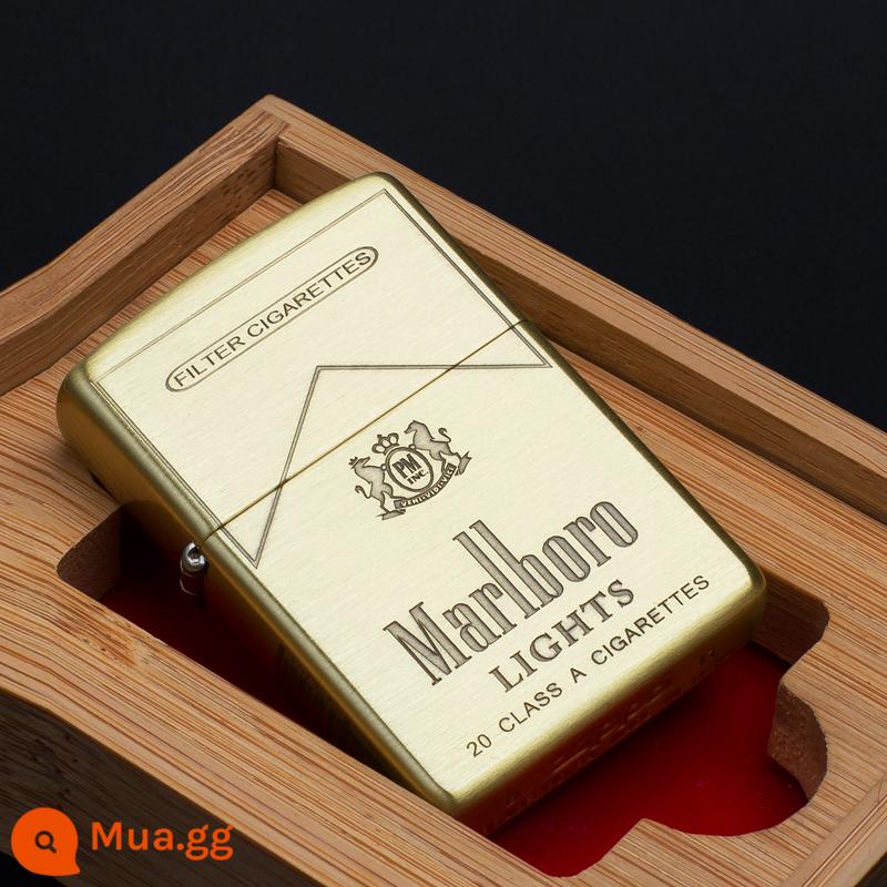 Bật lửa zippo chính hãng đồng nguyên chất Marlboro cá tính sáng tạo tùy chỉnh chữ dầu hỏa chống gió quà tặng nam - Máy vẽ dây đồng nguyên chất độc lập