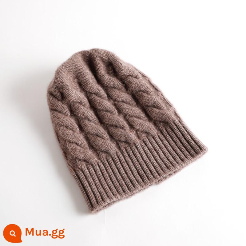 Đơn hàng xuất khẩu mùa thu đông len cashmere nguyên chất mũ len dày nữ cáo lông bóng bảo vệ tai mũ len - Nhung tím không bóng tóc