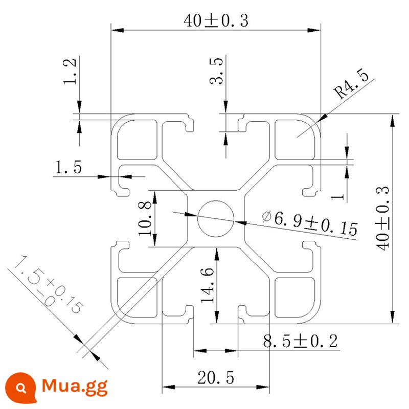 Vật liệu đùn nhôm 4040 dây chuyền lắp ráp vật liệu đùn nhôm 4040 khung 3030 nhôm định hình ống vuông hồ sơ hợp kim nhôm 4040 - 4040 tiêu chuẩn Châu Âu-dày 1.5