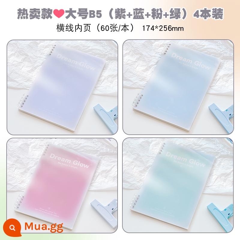 b5 sổ tay rời thân thiện với tay có thể tháo rời giá trị cao đơn giản gradient học sinh a5 notepad da mềm - Mới ❤Kích thước lớn B5∣Tím+Xanh+Hồng+Xanh∣4 gói