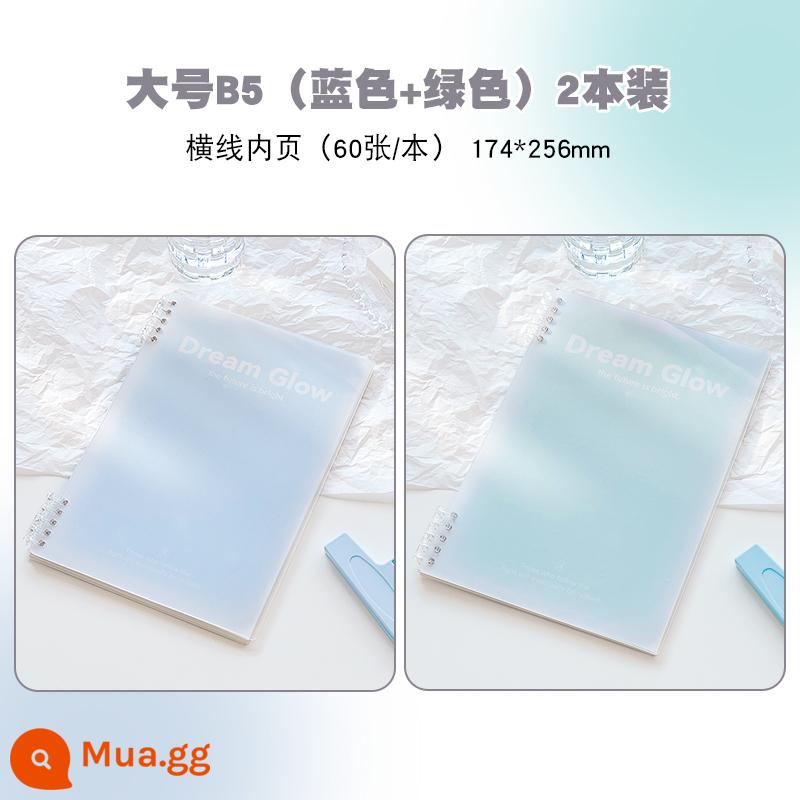 b5 sổ tay rời thân thiện với tay có thể tháo rời giá trị cao đơn giản gradient học sinh a5 notepad da mềm - Phong cách mới❤Size lớn B5∣xanh biển + xanh nước trong∣2 gói