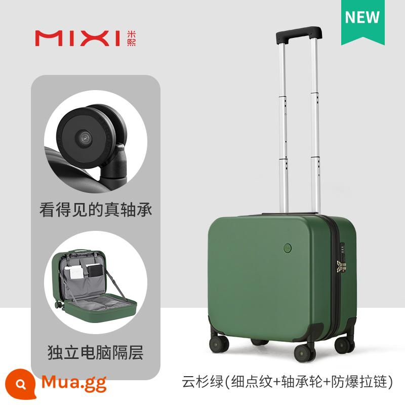 Thiết kế ban đầu Vali Mixi nữ 18 inch trường hợp lên máy bay mật khẩu ánh sáng nhỏ 16 xe đẩy nhỏ vali nam - Màu xanh vân sam (hoa văn chấm mịn) [Bánh xe chịu lực + khóa kéo chống cháy nổ] Nâng cấp nâng cao mới