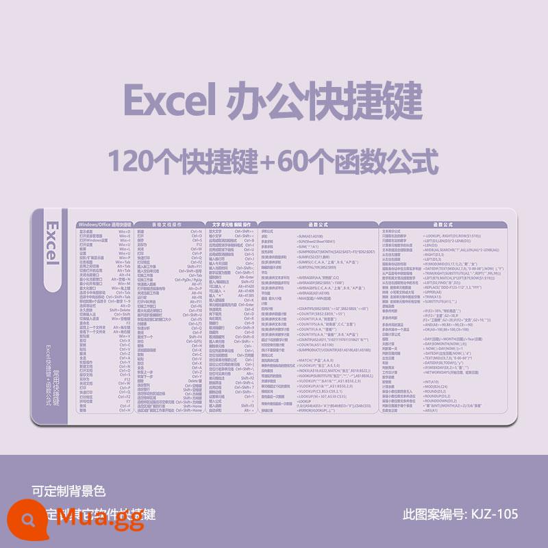 Văn phòng WPS văn phòng công thức hàm Excel siêu lớn Bàn di chuột PS CAD Word Phím tắt PPT Daquan - Excel KJZ-105 Phím tắt màu tím + Hàm công thức