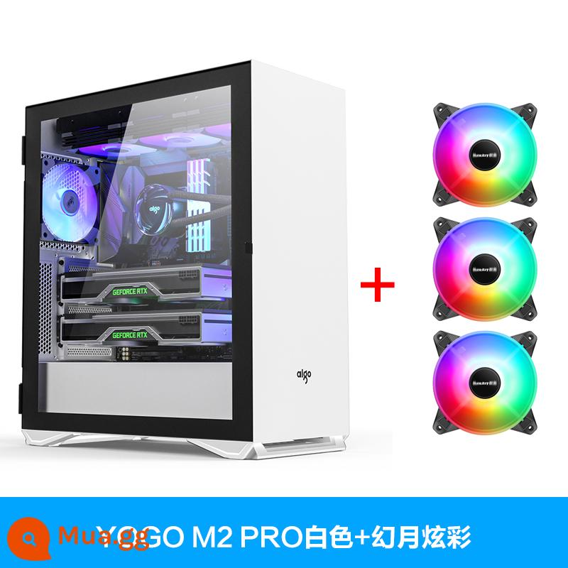 Nhà Yêu Nước YOGO M2 PRO Máy Tính Toàn Mặt Trong Suốt Máy Tính Để Bàn Máy Chủ EATX Giữa Tháp Trò Chơi Tản Nhiệt Nước - YOGO M2 PRO Trắng + Ánh trăng huyền ảo đầy màu sắc