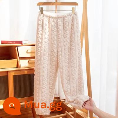 Thời Trang Mới Nhung San Hô Jacquard Phù Hợp Với Bộ Đồ Ngủ Mùa Thu Đông Plus Nhung Dày Internet Người Nổi Tiếng Cô Gái Cặp Đôi Thường Ngày Phù Hợp Với - Quần Jacquard nhung ấm áp-màu trắng khí chất (quần đơn)