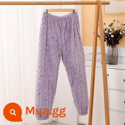 Thời Trang Mới Nhung San Hô Jacquard Phù Hợp Với Bộ Đồ Ngủ Mùa Thu Đông Plus Nhung Dày Internet Người Nổi Tiếng Cô Gái Cặp Đôi Thường Ngày Phù Hợp Với - Quần giữ ấm Jacquard nhung - tím khoai môn (quần đơn)