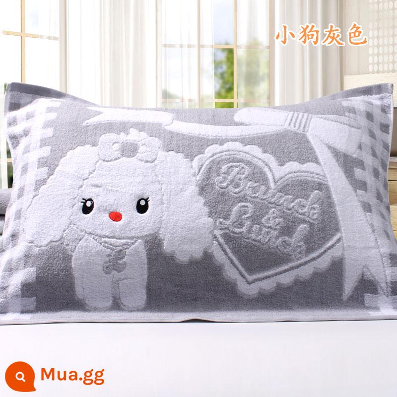 [Đặc Biệt Hàng Ngày] Khuyến Mãi Vỏ Gối Cotton Nguyên Chất Dày Và Cặp Lớn Mềm Mại Hoạt Hình Chính Hãng Không Phai Màu - Puppy màu xám hai gói