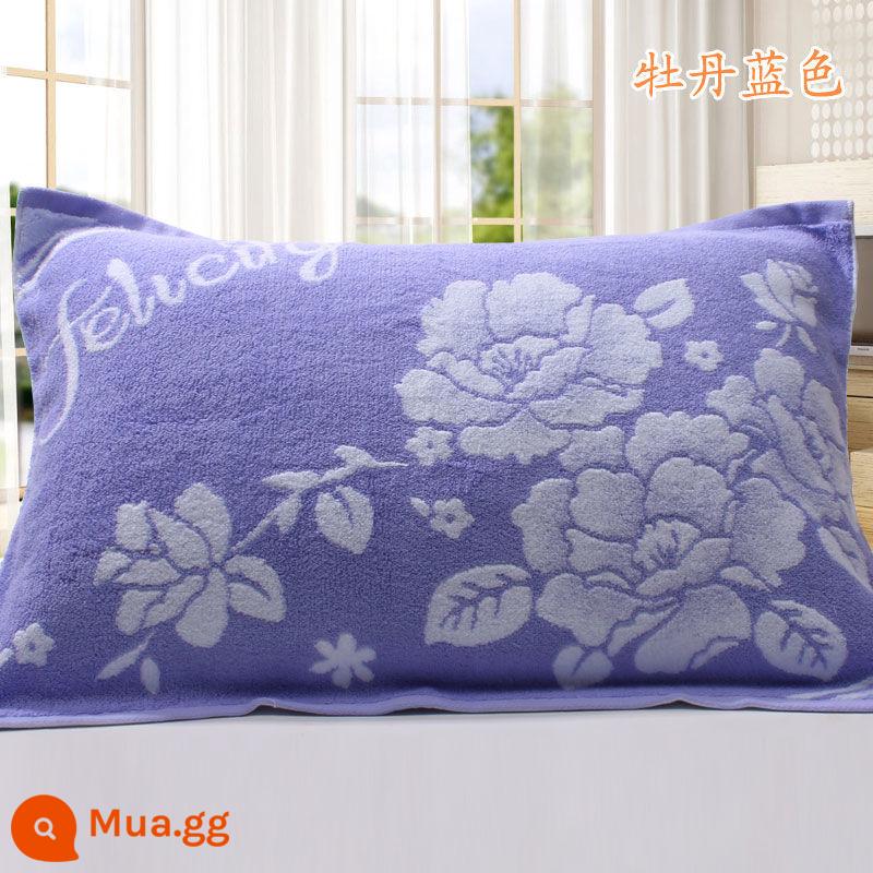 [Đặc Biệt Hàng Ngày] Khuyến Mãi Vỏ Gối Cotton Nguyên Chất Dày Và Cặp Lớn Mềm Mại Hoạt Hình Chính Hãng Không Phai Màu - Gói hai màu xanh hoa mẫu đơn