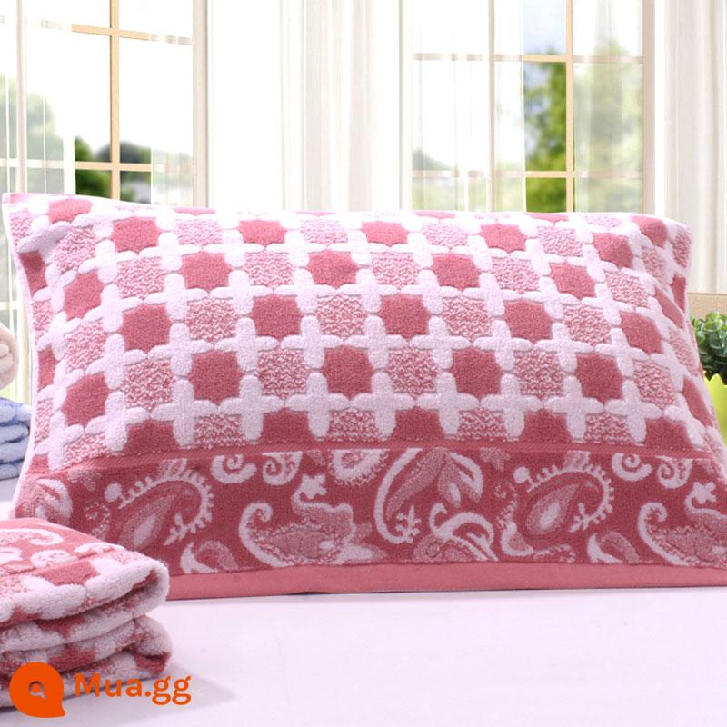 [Đặc Biệt Hàng Ngày] Khuyến Mãi Vỏ Gối Cotton Nguyên Chất Dày Và Cặp Lớn Mềm Mại Hoạt Hình Chính Hãng Không Phai Màu - Hai gói màu hồng tím chéo