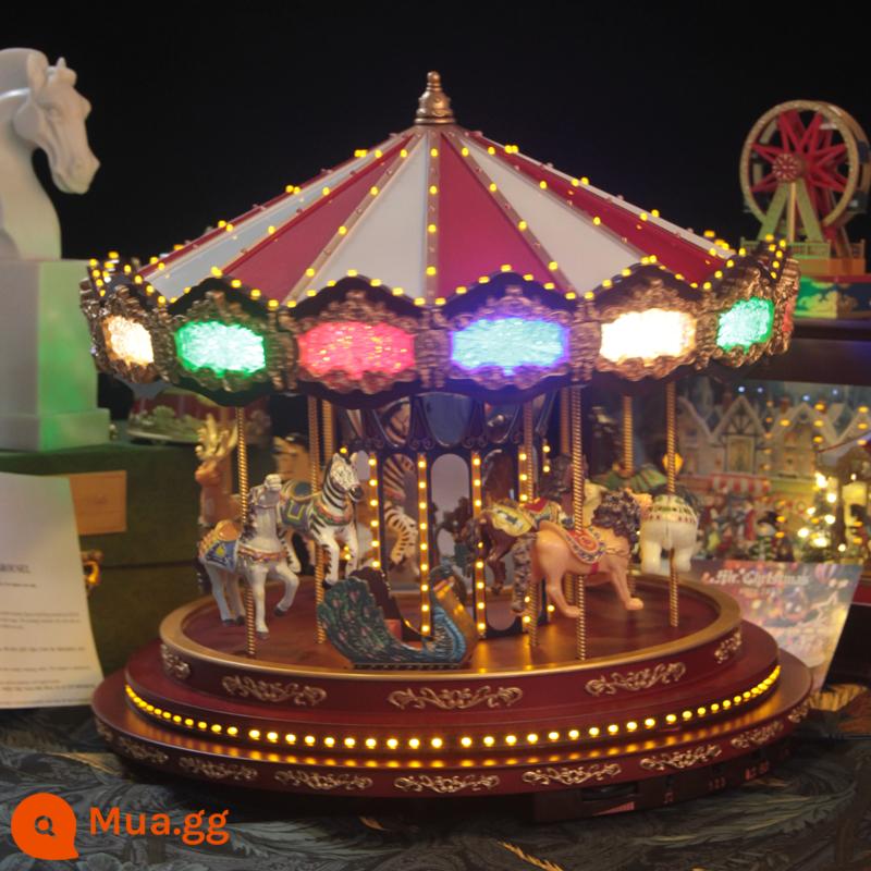 Hộp nhạc Carousel màu hồng Mr.christmas của Mỹ dành cho cô gái Quà tặng sinh nhật ngày lễ tình nhân - Công viên giải trí kỷ niệm 90 năm 350 phiên bản đèn lồng