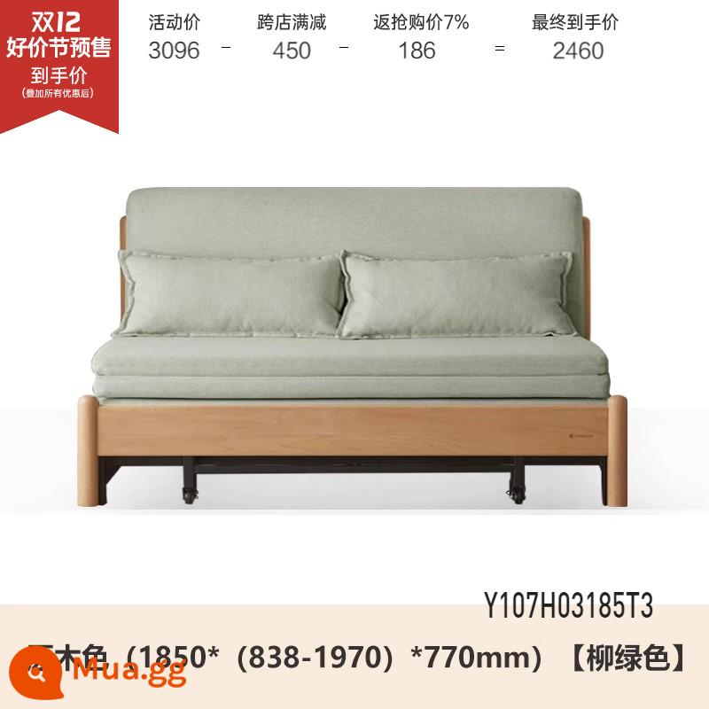 Genji Muyu Gỗ Sofa Giường Hiện Đại Đơn Giản Giường Gấp Bắc Âu Căn Hộ Nhỏ Phòng Khách Kép Sofa Đôi - 1.85m màu gỗ sồi (xanh liễu) (1850*(838-1970)*770mm)