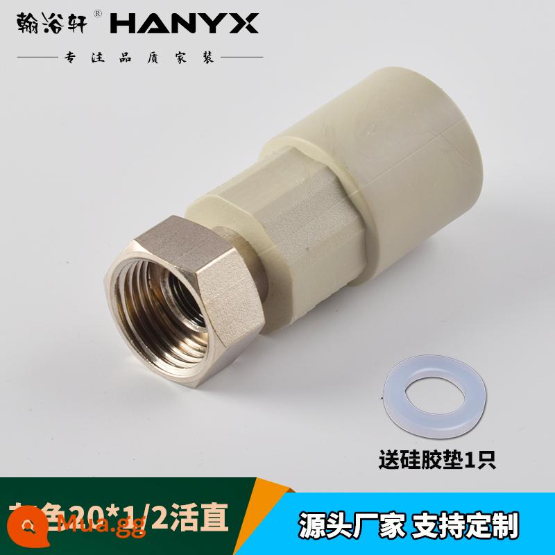 Khớp nối di động Hanyuxuan ppr dày 4 điểm 6 điểm phụ kiện đường ống máy nước nóng khuỷu tay trực tiếp phụ kiện nối ống nước nóng chảy - Màu xám 20 * 4 điểm trực tiếp trực tiếp (thanh đồng cực dày và nắp đồng)