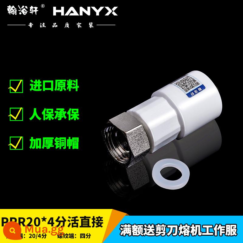 Khớp nối di động Hanyuxuan ppr dày 4 điểm 6 điểm phụ kiện đường ống máy nước nóng khuỷu tay trực tiếp phụ kiện nối ống nước nóng chảy - 20*4 điểm trực tiếp (thanh đồng cực dày và nắp đồng)