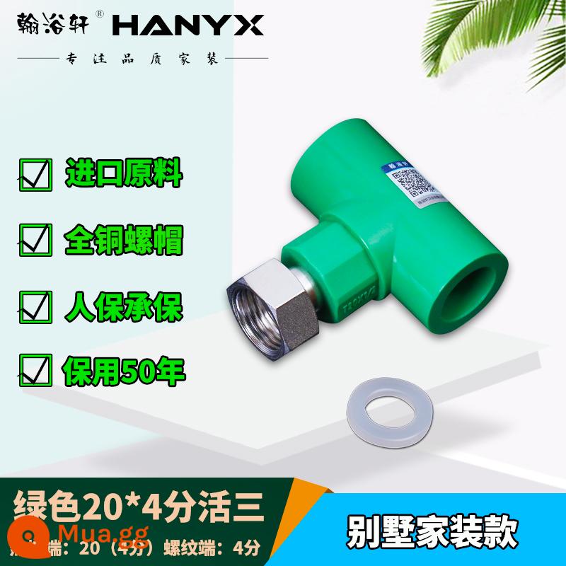 Khớp nối di động Hanyuxuan ppr dày 4 điểm 6 điểm phụ kiện đường ống máy nước nóng khuỷu tay trực tiếp phụ kiện nối ống nước nóng chảy - Điểm phát bóng trực tiếp 20*4 điểm màu xanh lá cây (thanh đồng cực dày và nắp đồng)